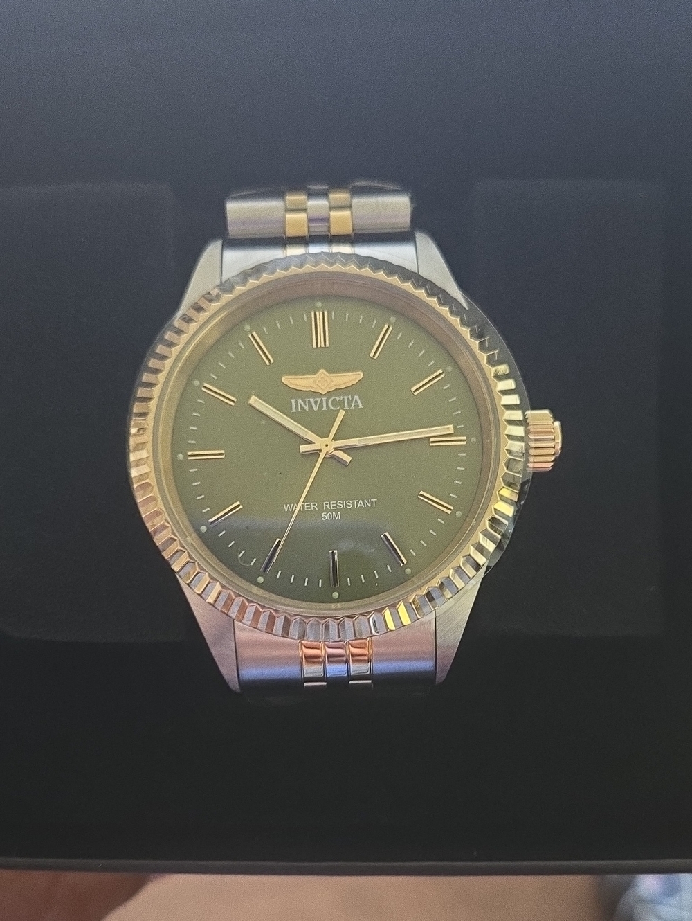 Invicta Gold and Green Two-Tone Stainless Steel Watch